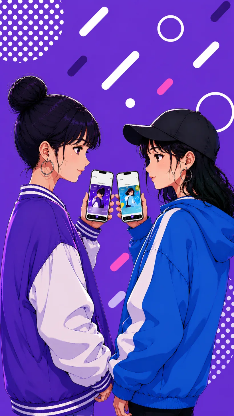 カードを見せ合うふたり